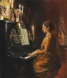 Anna a zongoránál.