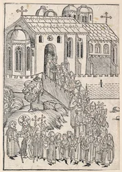 Krisztus zarándokot köszönt, c1491