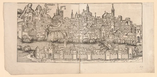 Nürnbergi krónika: Bázel topográfiai képe, Svájc, 1493.