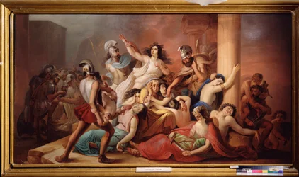 Trója bukása (A legendás város ostromának győztes görög harcosai) - Trója bukása - Mihail Ivanovics Skotti (1814-1861), olaj, vászon - orosz művészet