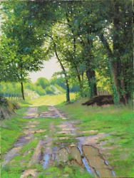 Chemin de Gironde olaj, 2018 (olaj, vászon)