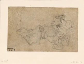 Michelangelo - Dávid és Góliát. Verso szabályozott építészeti tanulmányok, 1550-1556 körül, I, 32b.