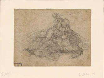 Michelangelo - Dávid és Góliát. Verso szabályozott építészeti tanulmányok, 1550-1556 körül, I, 32c.