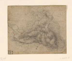 Michelangelo - Dávid és Góliát. Verso szabályozott építészeti tanulmányok, 1550-1556 körül, I, 32d.