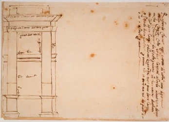 Julius II. sírjának oldalnézetét, autográf mementó