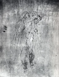 Férfialak falrajza, 1530 körül (szén, vakolat)