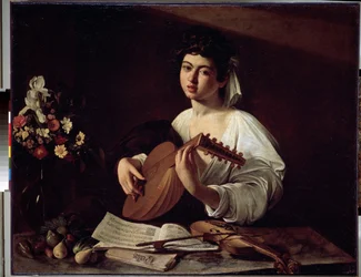 ""A lantos"" (A lantos) Michelangelo Merisi Caravaggio (Caravaggio) festménye (1571-1610) 1595 körül Méret: 94x119 cm Ermitázs Múzeum, Szentpétervár.