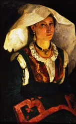 Nő szardíniai jelmezben, 1875 körül, Michele Cammarano (1835-1920), olaj, vászon.