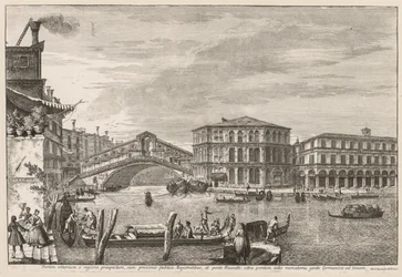 Velence látképe: Rialto hídja és piaca, 1741.
