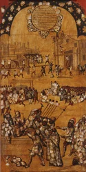 Mexikó hódítása, IV. panel, 1696-1715 körül (festés fára)