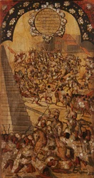 Mexikó hódítása, XVI. panel, 1696-1715 körül (festés fára)