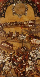 Mexikó hódítása, XXI. panel, 1696-1715 körül (festés fára)