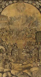 Hernan Cortes par Gonzalez, Miguel és Juan Mexikó meghódítása (aktív 17. század vége).