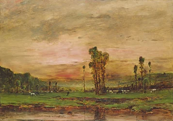 Esti tájkép szarvasmarhacsordával Jouy-en-Josas közelében, 1881