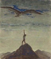 A Nyilas jegye (A "Zodiákus" ciklusból) par Ciurlionis, Mikalojus Konstantinas (1875-1911). Tempera papíron, méret: 35,3x30,1