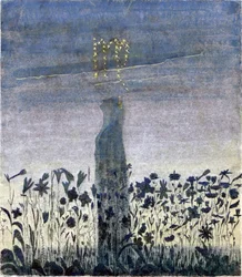 A Szűz jele (A "Zodiákus" ciklusból) par Ciurlionis, Mikalojus Konstantinas (1875-1911). Tempera papíron, mérete: 35,6x31,3