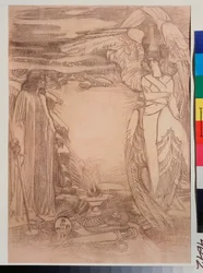 Illustration pour le poeme de Alexandre Pouchkine próféta (1799-1837) (Puskin Próféta című versének illusztrációja) - Mihail Alekszandrovics Vrubel (Vrubel) rajza (1856-1910), szangvinikus papíron