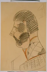 II. Sándor orosz császár (1818-1881) - Mihail Alekszandrovics Vrubel (Vrubel) (1856-1910) rajza, ceruza és szangvinikus papíron, 47,8x33,5 cm - II. Sándor császár, ceruza, szangvinikus papíron, Mihail Alekszandrovics Vrubel - Állami orosz múzsa