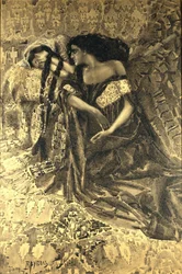 Tamara és a démon. Illusztráció Mihail Lermontov A démon című költeményéhez, 1890-1891