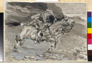 Egy lovas - Illusztráció Mihail Lermontov (1814-1841) "A démon" című verséből - Mihail Alekszandrovics Vrubel (Vrubel) (1856-1910) alkotása