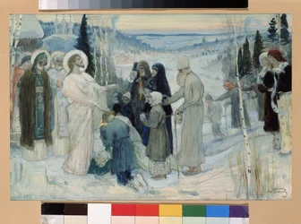 A Szent Oroszország (The Holy Russia). Mihail Vasziljevics Neszterov (1862-1942) alkotása, gouache kartonon