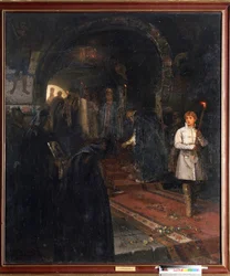 Könyörgők a cári udvarban. (The Suplicants at the Court Of The Tsar). Amikor 1472-ben III. Nagy Iván (1462-1505) feleségül vette Sophie-t (szül. Zoe Paleologue, 1455-1503 körül), a nagy herceg Moszkvát a harmadik Rómává akarta tenni. Mikh festménye