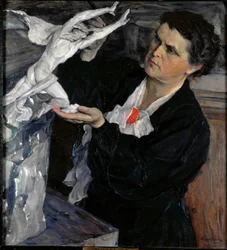 Vera Mukhina (Mukhina) (1889-1953) szobrászművész portréja. Mihail Vasziljevics Neszterov (1862-1942) festménye, olaj, vászon