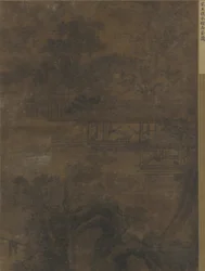 Táj: két férfi egy pavilonban a fák alatt