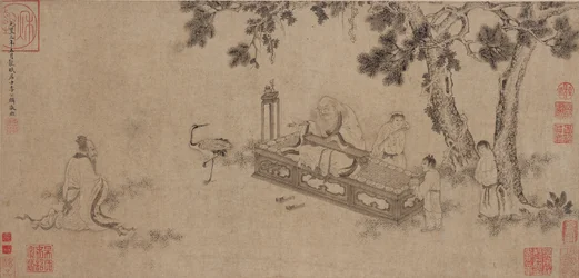 Laozi átadja a Daodejinget (tinta papíron)