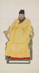 Xuande császár (1399-1435), a Ming-dinasztia ötödik császára portréja (függő tekercs, tinta és színek papíron)