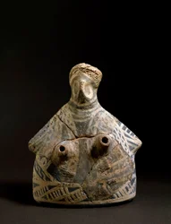 Minószi művészet: nő alakú terrakotta váza a krétai Mallia nekropoliszából. Kr.e. 2200-2000. Homályos. 16,4 cm Heraklion, Régészeti Múzeum
