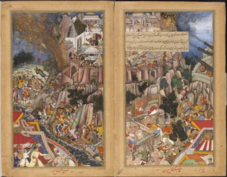 Egy akna felrobban Chittor ostroma alatt, Rajasthanban