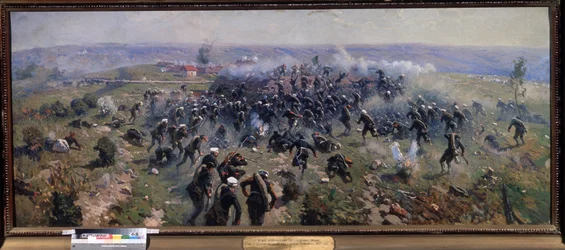 Orosz-török ​​háború: Gorni Dubnik csata, 1877. október 24. (Gorni Dubnik csata 1877. október 24.). Mitrofan Boriszovics Grekov (1882-1934) festménye, olaj, vászon