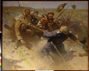 Ellentámadás Caricyn ellen 1919-ben - Ellentámadás Caricyn ellen 1919-ben - Mitrofan Boriszovics Grekov (1882-1934) festménye, olaj, vászon