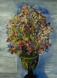 Virágok egy zöld vázában; Fleurs dans un Vase Vert
