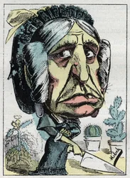 A „” mostohaanya „” (Belle mere) allegóriája Touchatout „” Le Trombinoscope”-ban, B. Moloch 1882-es karikatúrája (1849-1909). Magángyűjtemény.