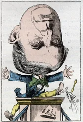 Henri, Pierre, Edmond DUFAUR DE GAVARDIE (1823 - 1910) portréja, francia szenátor a Touchatout „Le Trombinoscope” című filmjében, B. Moloch rajzfilmje 1882-ből (1849-1909). Magángyűjtemény.