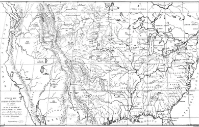 Észak-Amerika térképe az indián törzsek helyével, 1841