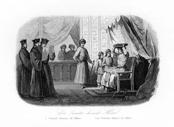 Jezsuiták Akbar előtt, 1580-as évek, 1840 körül.