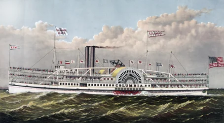 gőzhajó Columbia: „Az óceán gyöngyszeme” Kiadta: Currier & Ives, 1877.