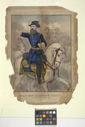 U. S. Grant vezérőrnagy (kézzel színezett litográfia)