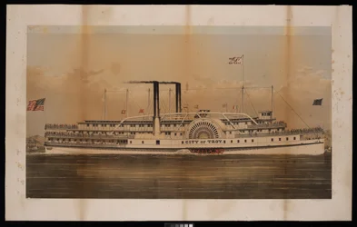 Paddle Steamer City of Troy Citizens Line Troy és Saratoga (litográfia, színes)