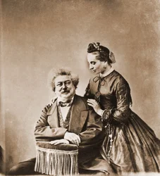 Alexandre Dumas pere, 1802-1870 regényíró és lánya, Marie Dumas 1831-1878 portréja (fotó)