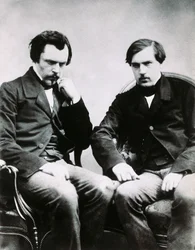 Edmond de Goncourt (1822-1896) és Jules Huot de Goncourt (1830-1870) testvérek, francia írók, Felix Nadar (1820-1910) fotója