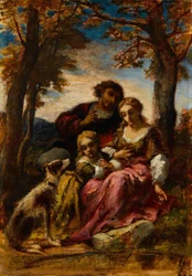 Figurák és kutya a tájban, 1852.