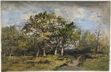 Tájkép, 1860 körül (akvarell és gouache, tollal, barna tussal és grafittal)