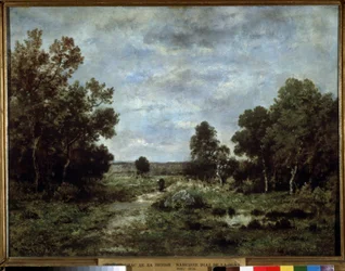 "Őszi táj Fontainebleauban" (Fontainebleau ősz) Narcisse Virgilio Diaz de la Pena (1807-1876) festménye 1872 Puskin Múzeum, Moszkva