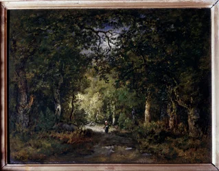 Az út az erdőben. Narcisse Diaz de la Peña (1807-1876) festménye, 19. század. Olaj. 0,24 x 0,32 m
