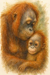 Az orangután gyengéd ölelése