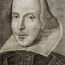 Részlet William Shakespeare portréjából a Comedies, histories,  t...